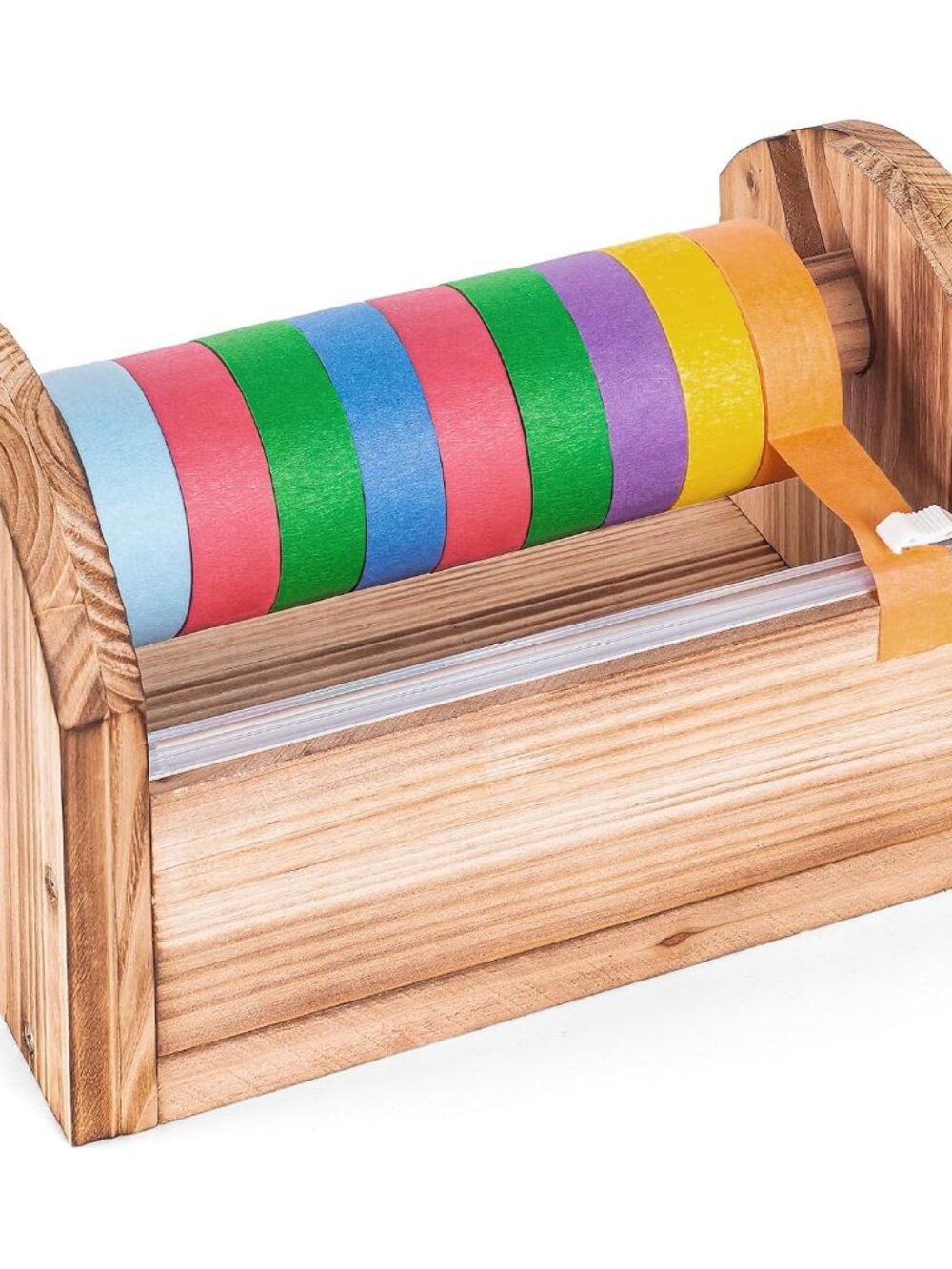 Wooden Masking Tape Dispenser for Kids - Colored Masking & Washi Tape Holder wit